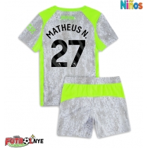 Camiseta Manchester City Matheus Nunes #27 Tercera Equipación para niños 2025-26 manga corta (+ pantalones cortos)